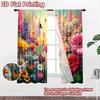2D flat printing 2pcs Curtain Colorful Butterfly Flower Garden Digital Printed Polyester Drapes Festive Wall Decor Use for