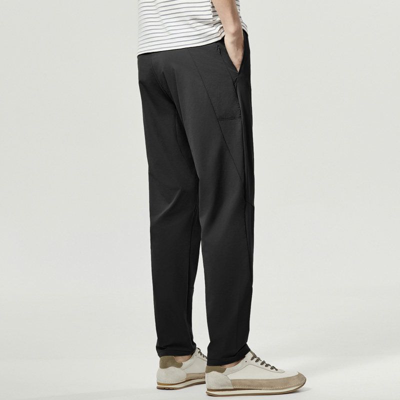 Men's High-Elastic Breathable Spring and Autumn Casual Sports Pants Loose Black Trousers for Men