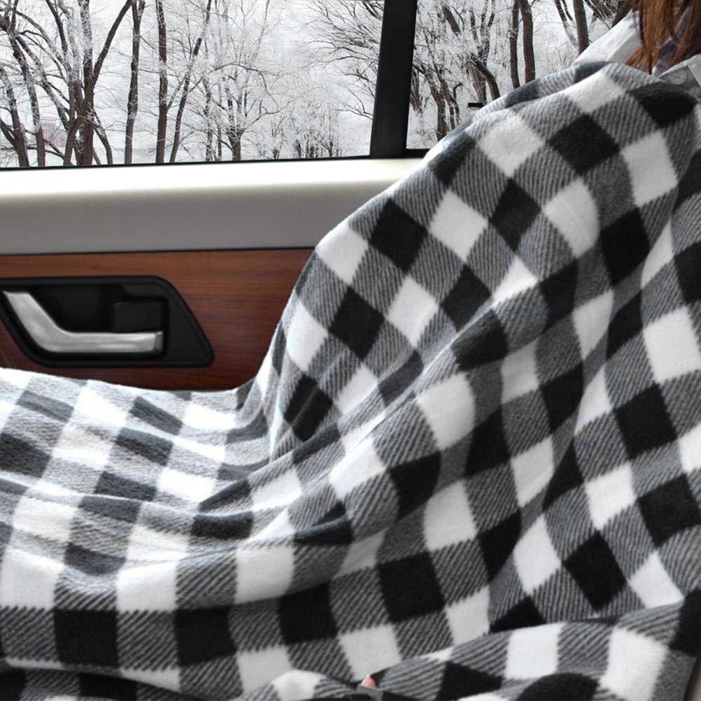 Elektrická deka do auta vyhřívaná 12V fleecová cestovní přehoz s nastavením teploty pro auto, obytný vůz, zimu