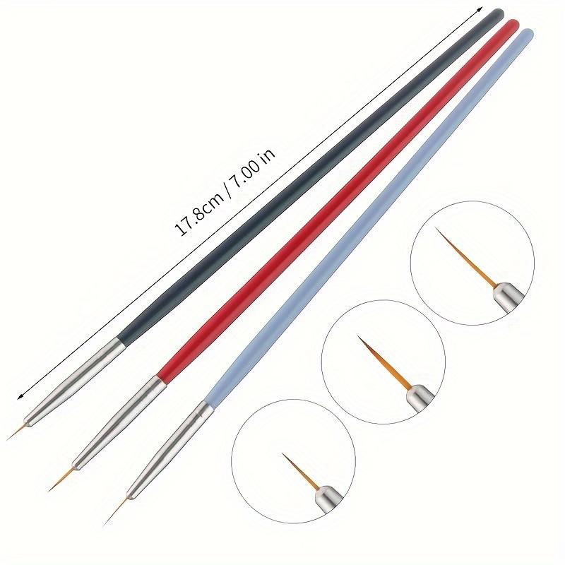 3pcs Set of Three Fine Line Nylon Brushes with Wooden Handles for Watercolor, Oil, And Acrylic Painting