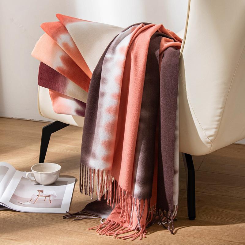 Winter Warm Print Cashmere Shawl Scarf Luxury Colorful Blanket Pashmina Wraps Bufanda With Tassel Casual Echarpe Poncho Stole