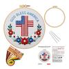 July 4th Embroidery Kit DIY Embroidery Craft Set with Hoop Threads Hand Embroidery Kit for Beginners Adults