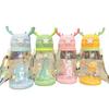 Creative Fashion 600Ml Cartoon Plastic Water Bottle Children's Large Capacity With Antlers Student Gift Straw Cup Portable Leaki