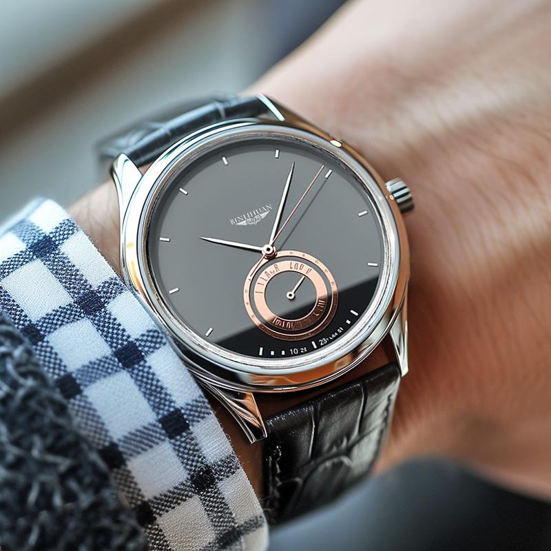 Minimalist Business Watch for Men Quartz Clock Leather Wristwatch