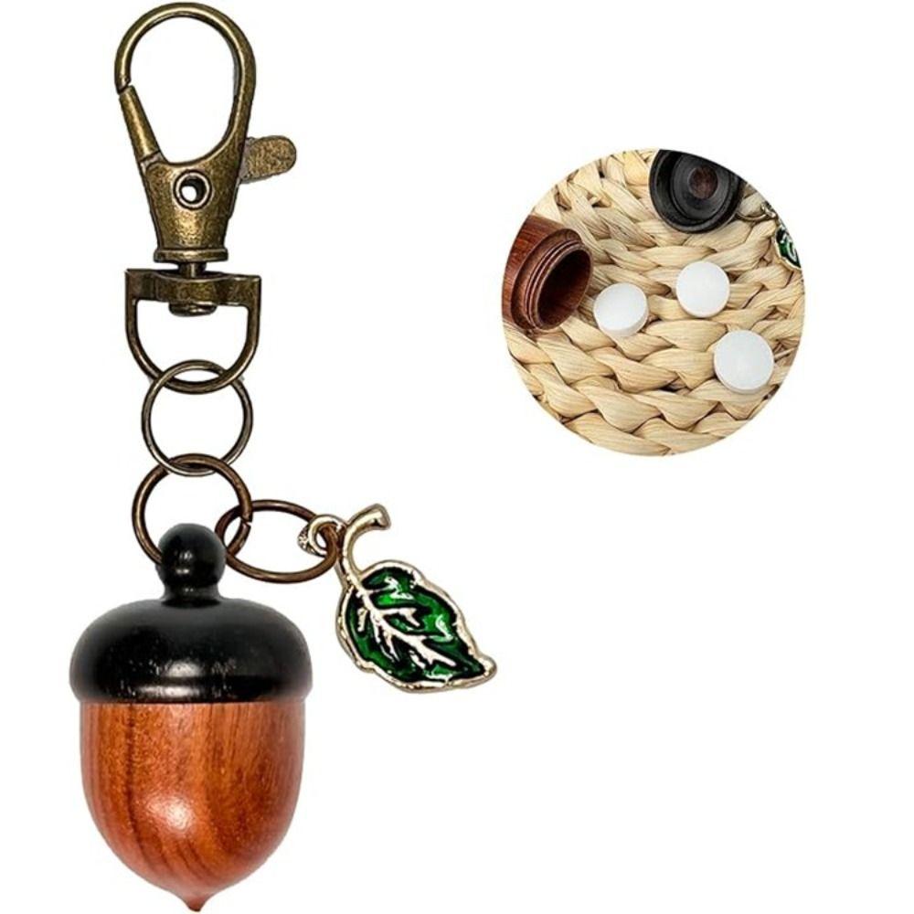 New Acorn Shape Medicine Pill Box Mini Portable Mini Sandalwood Rescue Pill Case Durable Unscrewable Medicine Tablet Container