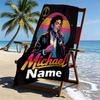 Kişiye Özel İsimli Michael Jackson Baskılı Plaj Havlusu, Gezi Kamp Plaj Partisi Ev Dekorasyonu İçin, Aile ve Arkadaşlar İçin Doğum Günü Hediyesi