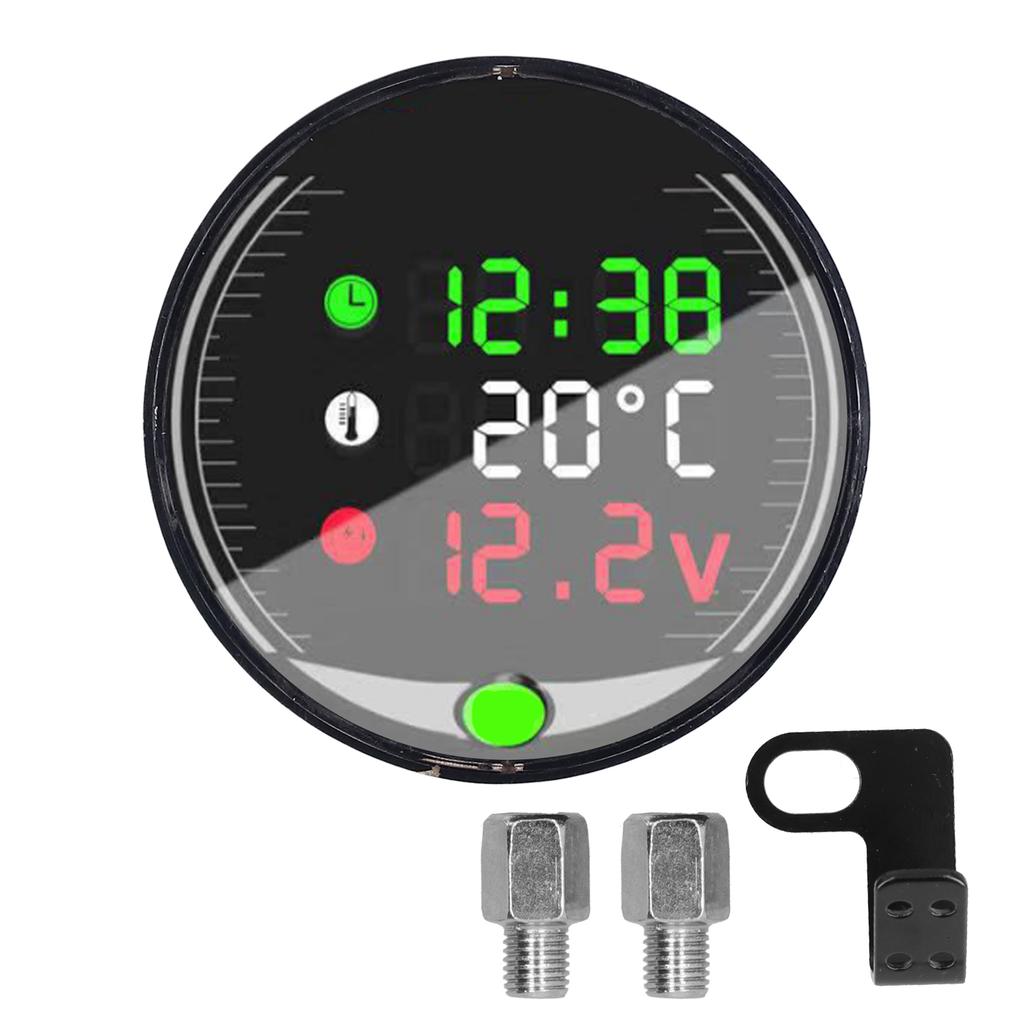 LED Motorcycle Modified Voltmeter Ambient Temperature Meter Chronograph 9?24V Universal