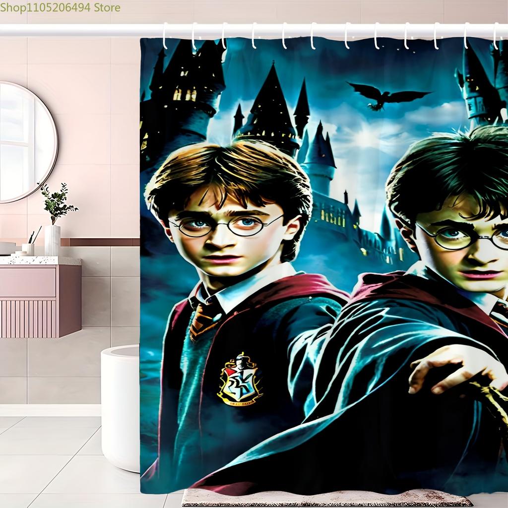 A Warner Bros. Themed Bathroom Set Including a Shower Curtain Made of Machine-Washable Polyester Featuring Designs from Animat