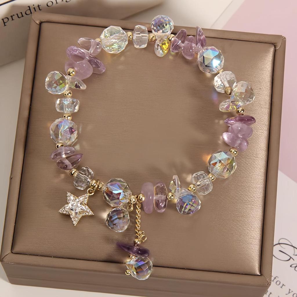 Fashion Lavender Romantic Amethyst Bracelet For Women With Sparkling Star Zircon Jewelry, Birthday Gift, Valentine's Day Gift