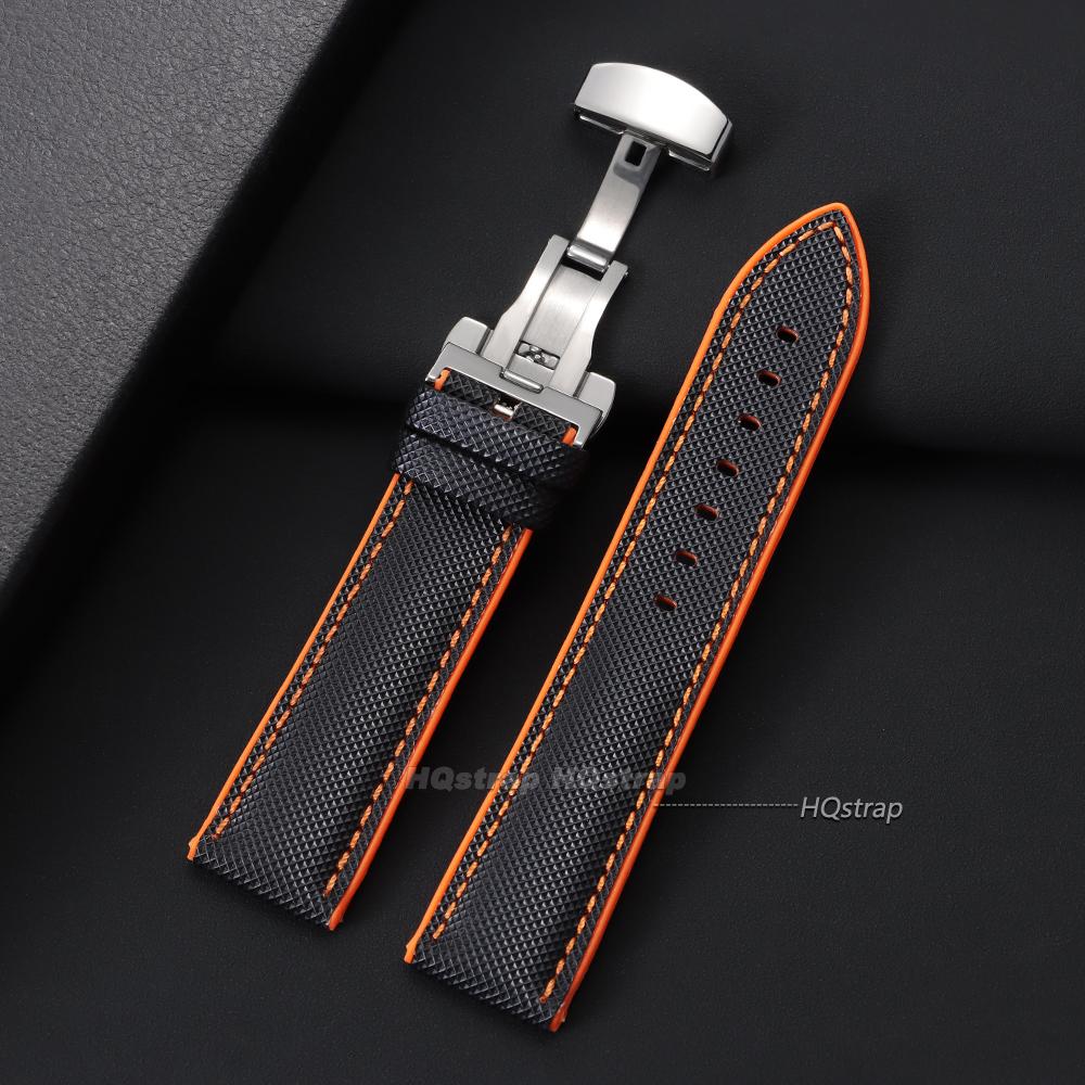 20 22 24mm Carbon Fiber Watch Strap Unisex Silicone Watchband Sport Strap for Smart Watch Waterproof Butterfly Buckle Bracelets