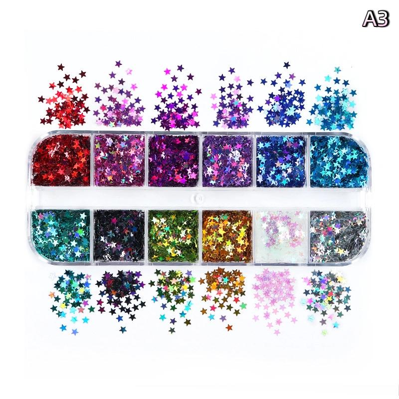 Nail Charms Laser Star Nail Sequin Colorful Nail Charms Mix 3D Thin Sheet Nail Art Decoration For Gel Manicure Diy Nail Supplie