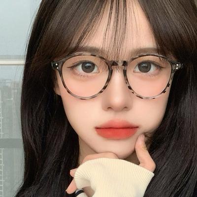 Glasses Frame Female Plain Makeup Versatile Leopard Print Anti-Blue Light Mirror Big Face Thin Students Can Be Equipped With Myopia Glasses Tide
