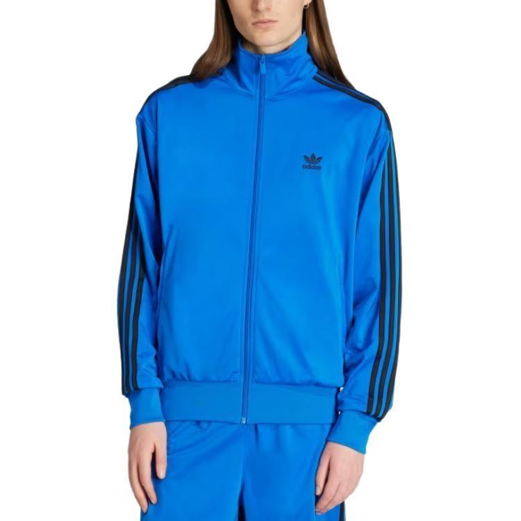adidas Logo Stand Collar Zipper Loose Fit Long Sleeve Jacket Men's Blue