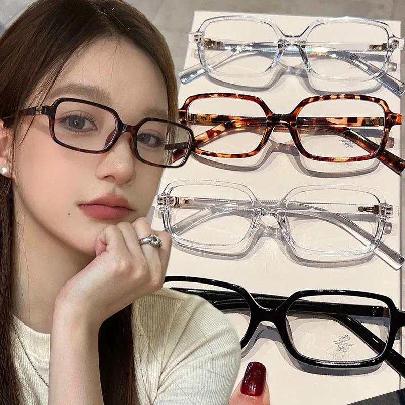 Y2K Leopard Small Frame Glasses Women Retro Fashion Simple Vintage Female Girls Eyewear Decorative Anti-blue Light Eyeglasses