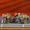 Mini Brass Auspicious Elephant Figurine Vintage Lucky Statue Desktop Decor Creative Metal Ornament Wealth Art Gift