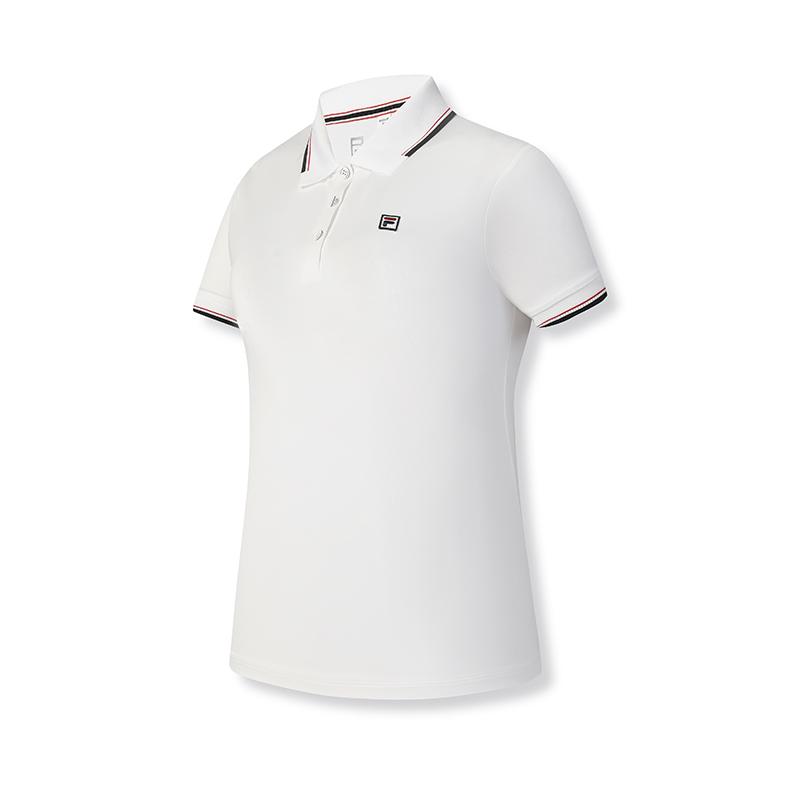 Fila Athletics Tennis Series Soft Comfortable Casual Versatile Short Sleeve Polo Shirt Women Tops Jade-White A11W523133F-WT