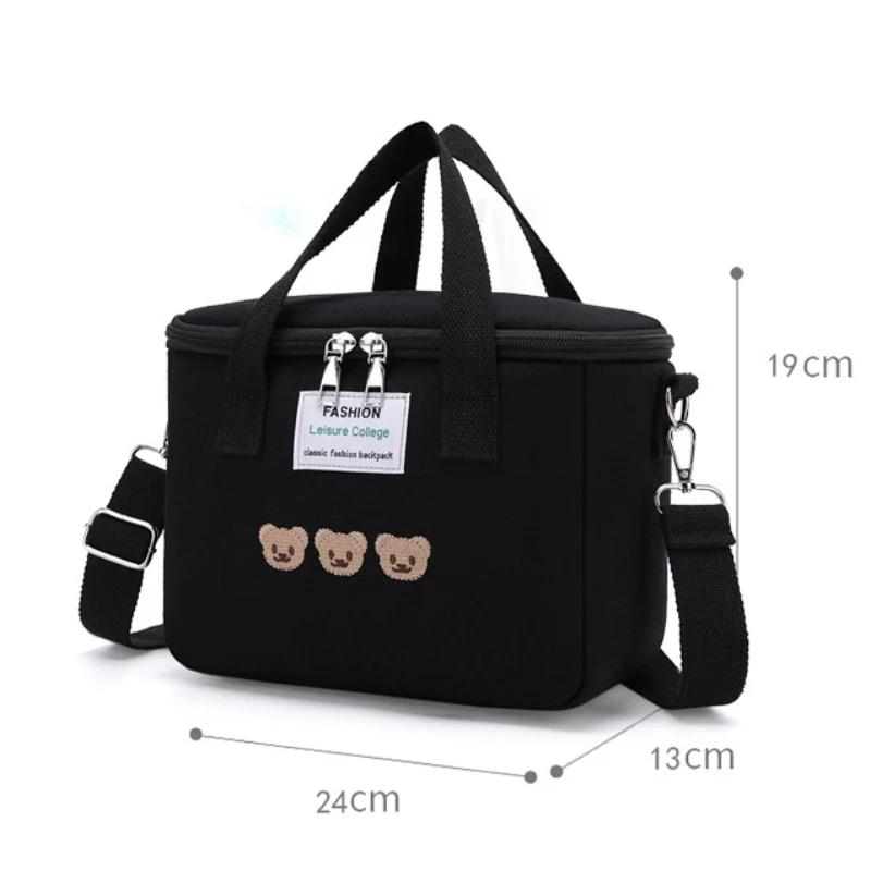 Cute Bear Lunch Bag Girls Insulated Canvas Cooler Handbag Aluminium Foil Thermal Food Box Family School Picnic Dinner Container