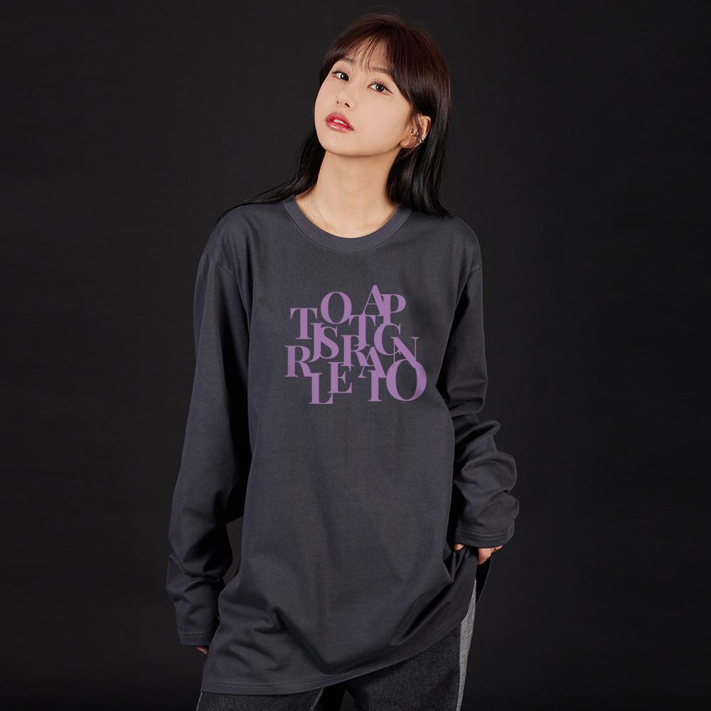 ASTRAL PROJECTION Big Logo Oversized Long Sleeve T-Shirt_Charcoal