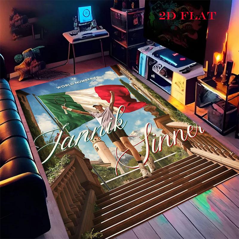Jannik Sinner Rush Carpet Rug for Living Room Bedroom Home Sofa Decoration,Kids play Nonslip Floor Mat