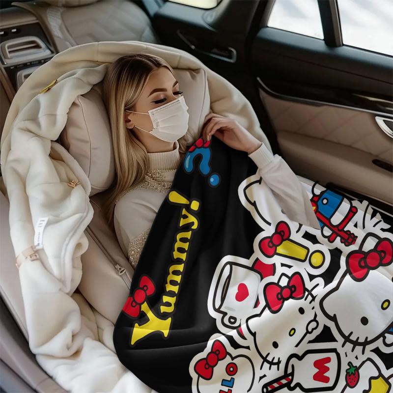 Kawaii Hello Kitty Throw Blanket, Soft Flannel Fleece Blanket for Sofa Bed Kids Girls Room