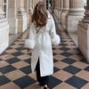 Za Autumn and Winter New Women's Clothing Zr European and American Style Fashionable Large Fur Collar Belt White Woolen Coat Long Jacket
