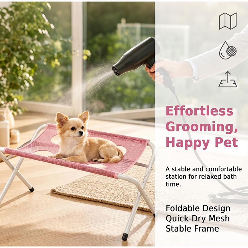 Pet Grooming Rack Pet Bath Stand Mesh Bathing Station Foldable Metal Structure With Surface & Strap For Pet Washing Maintenance