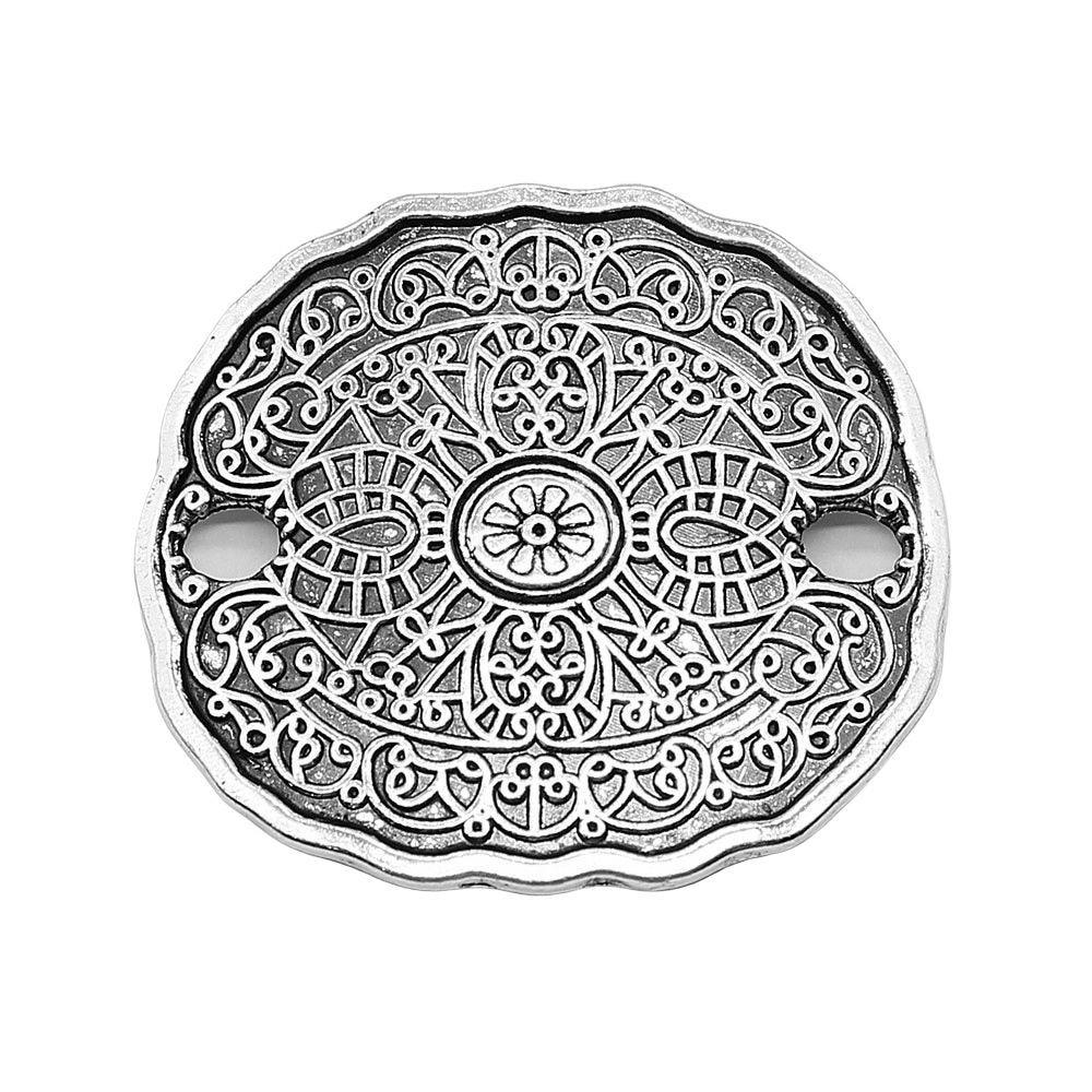 

2 шт. резной браслет с разъемом, подвески, ювелирные компоненты, аксессуары, античное серебро, цвет цинкового сплава, 34X39 мм