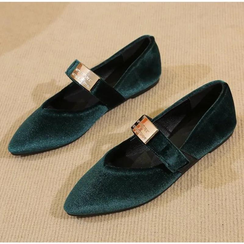 New Luxury Fashion Pointed Toe Mary Jane Shoes New Comfortable Elegant Loafers Flat Single Shoes Women Zapatos De Mujer