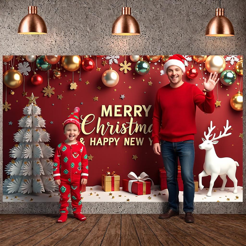 Neujahrsdekoration Goldene Sterne Festliches Banner Frohes Neues Jahr Hintergrund Schneeflocken Winterdekoration Für Heimdeko Weihnachtsfeier