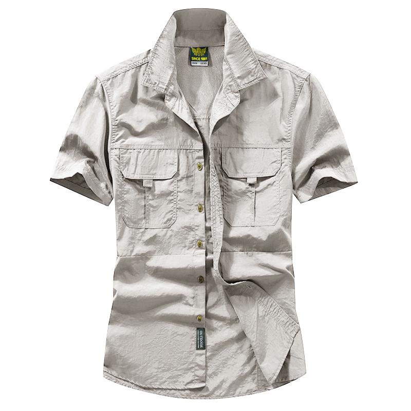 Summer Short Sleeved Shirt Men's Outdoor Loose Quick Drying Shirt Inch Shirt Casual Mountaineering Shirt