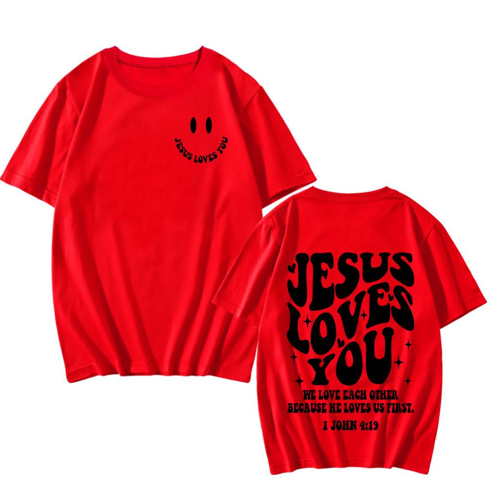 Jesus Loves You Oversized T-Shirt Men Women We Love Each Other Loose Letter Printed Tees Trendy Casual Cotton Aesthetic Tops