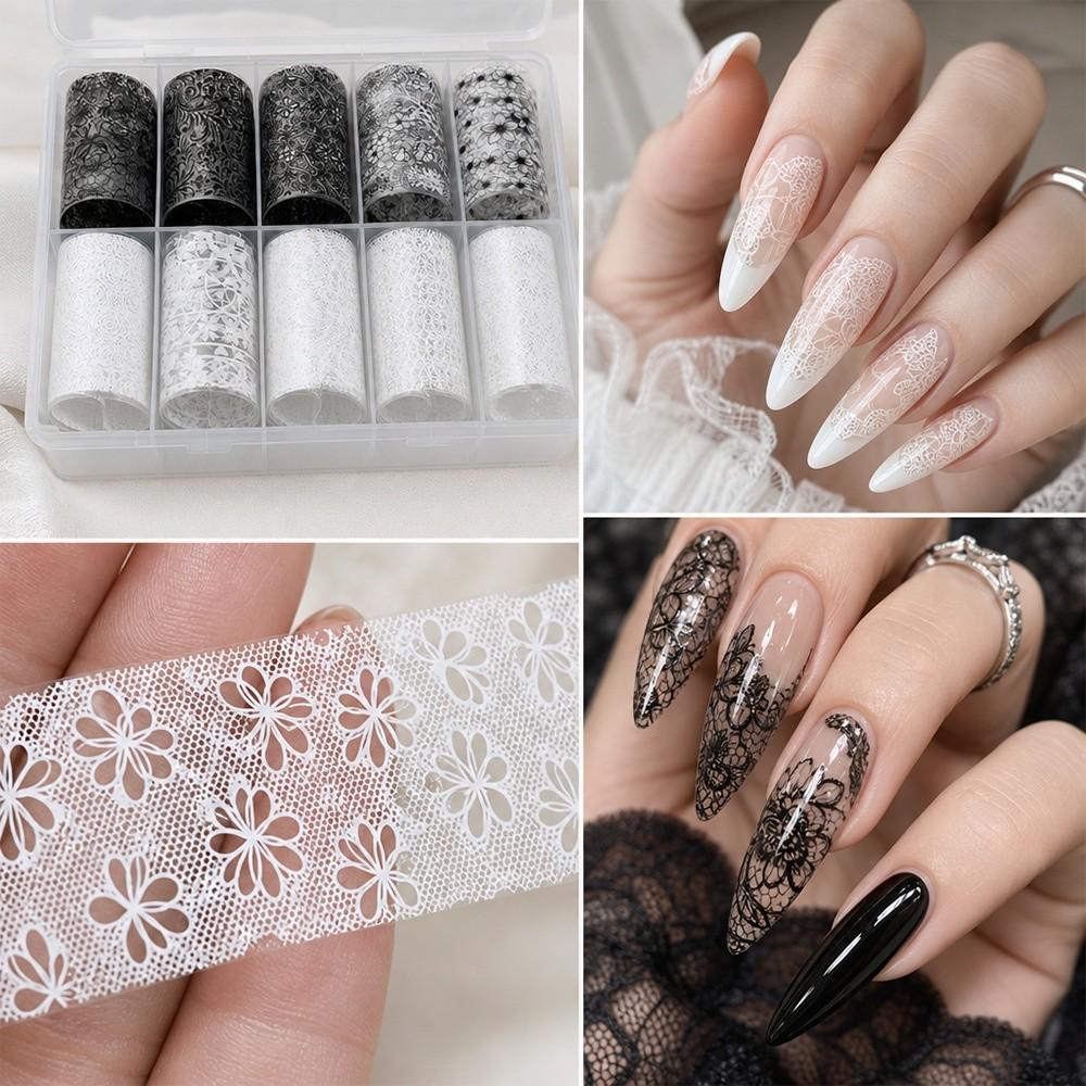 Leopard Print Nail Stickers Lace Design Nail Art Stickers Fashion Manicure Decals  Nail Decoration