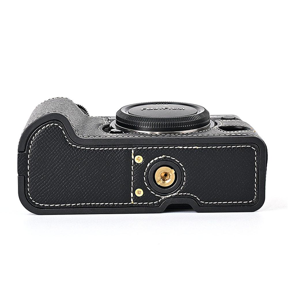 XT5 Palm Print PU Leather Camera Half Case for Fujifilm XT5 Fuji X-T5 Bottom Opening Cover With Strap