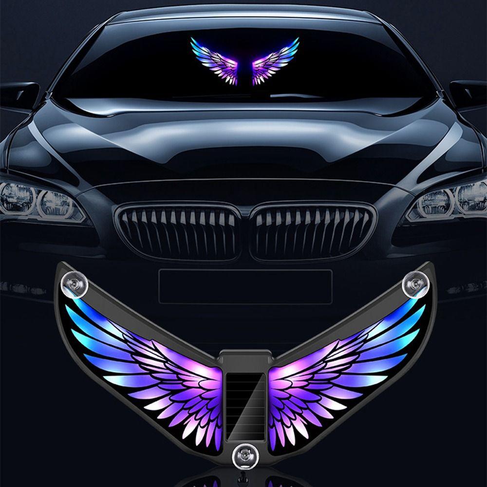 Wings Shaped Solar Warning Light Colorful Solar Wings Lamp Universal Rear Tail Lamp  SUV