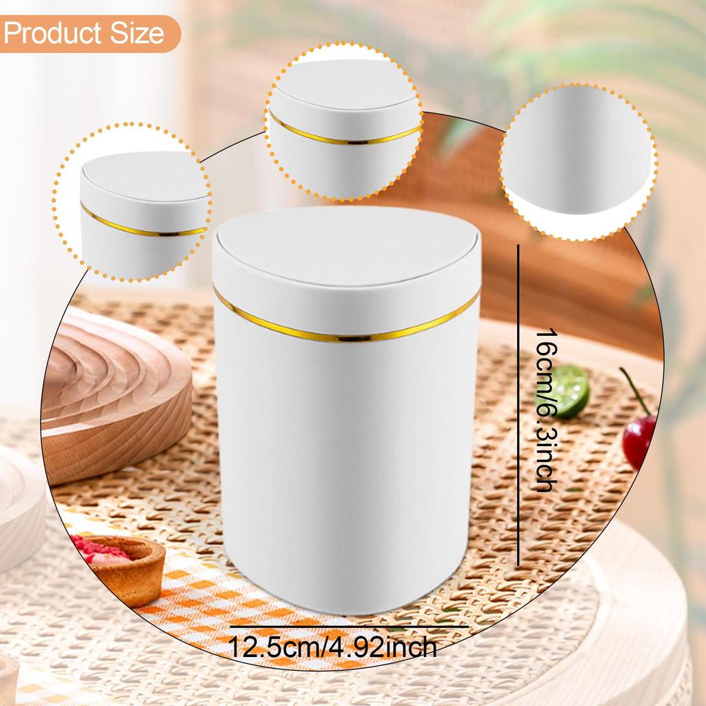 Desktop Small Trash Can with Press Type Lid Compact Waste Basket Garbage Bin Garbage Can for Dorm Home Table Car Countertop