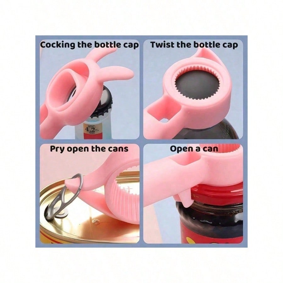 1 Piece ,4 In 1 Opener ,Multi Function For Beer, Beverages, Cans, Easy To Use For Weak Hands , Seniors , Versatile For Kitchen