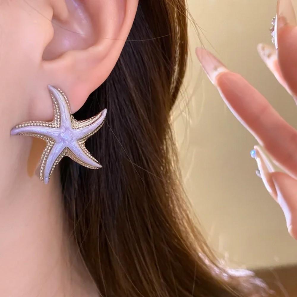 Star Starfish Stud Earrings Geometric Korean Style Earrings Starfish Ear Studs  Girl Couple Gift
