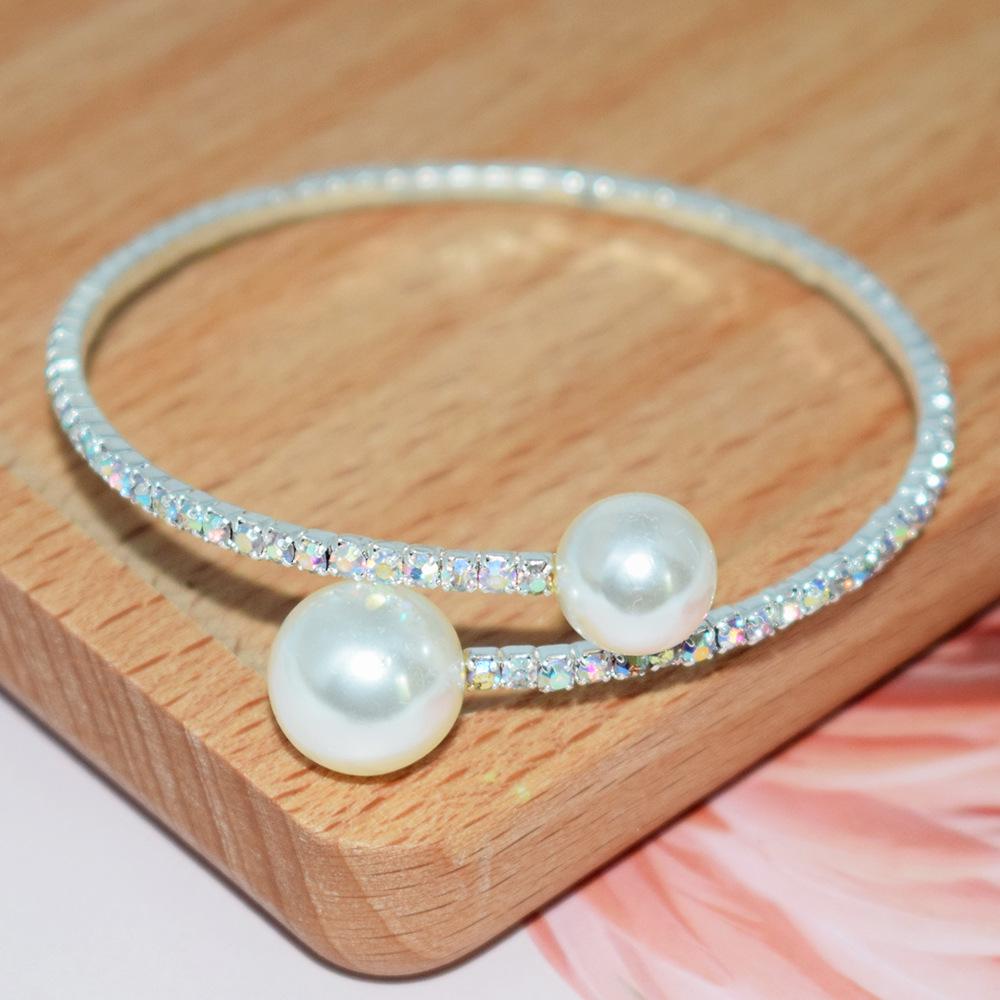 Элегантный европейский свадебный браслет с блестящими стразами и жемчугом