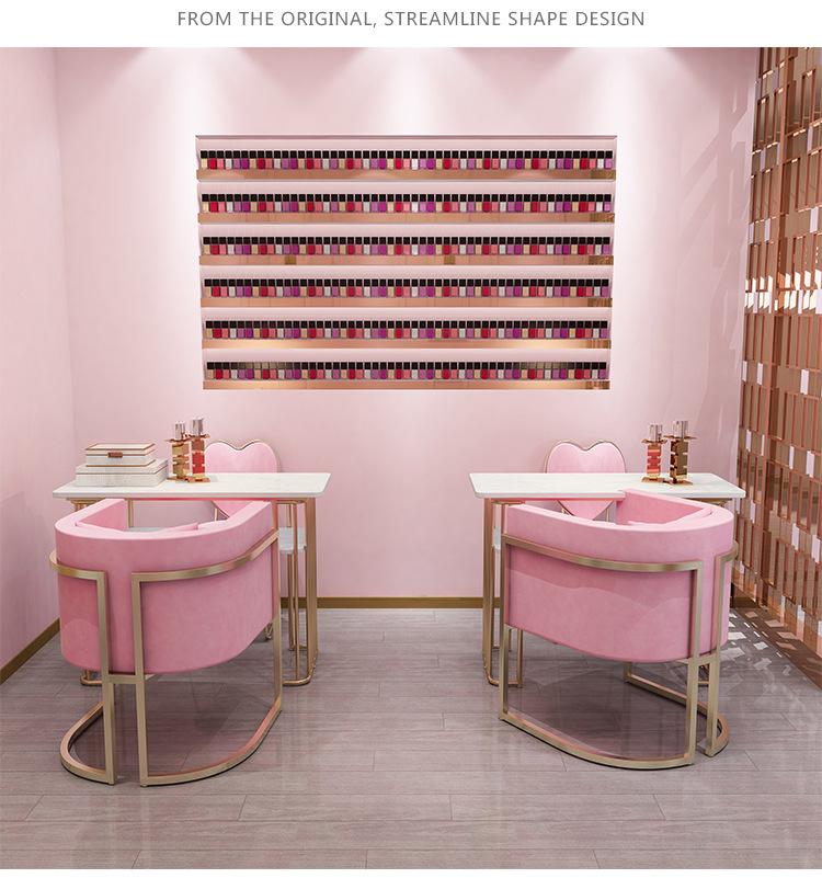 Nordic Double Layer Marble Manicure Table & Chair Set: Elegant, Space-Saving Station for Single & Double Manicures.