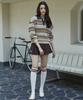 Candini Brown (Check) Asymmetrical Pleated Skirt