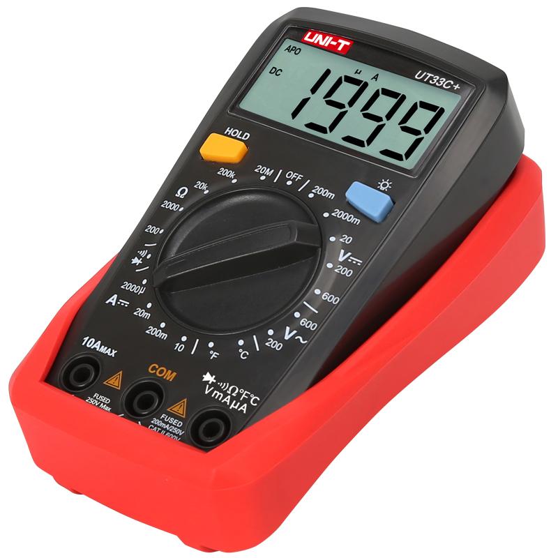 UNI-T UT33+ series handheld digital multimeter UT33A+/UT33B+/UT33C+/UT33D+; LCD backlit display