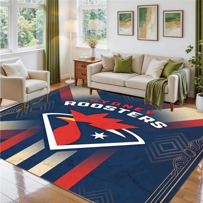 Sydney Roosters Design Crystal Velvet Rug Soft Decorative Mat for Bedroom Entrance