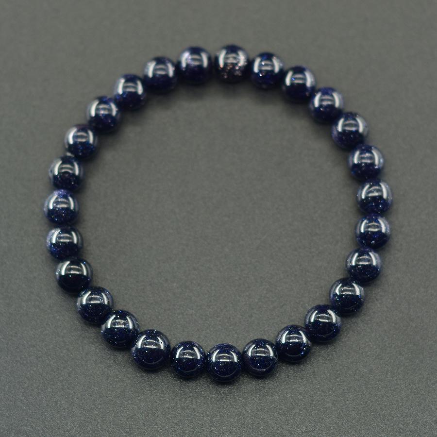 Natürliches Blaues Sandstein Runder Perlen Armband für Mann Mode Vintage Natürlicher Kristall Achat Schmuck für Frauen Yoga Meditation Geschenk