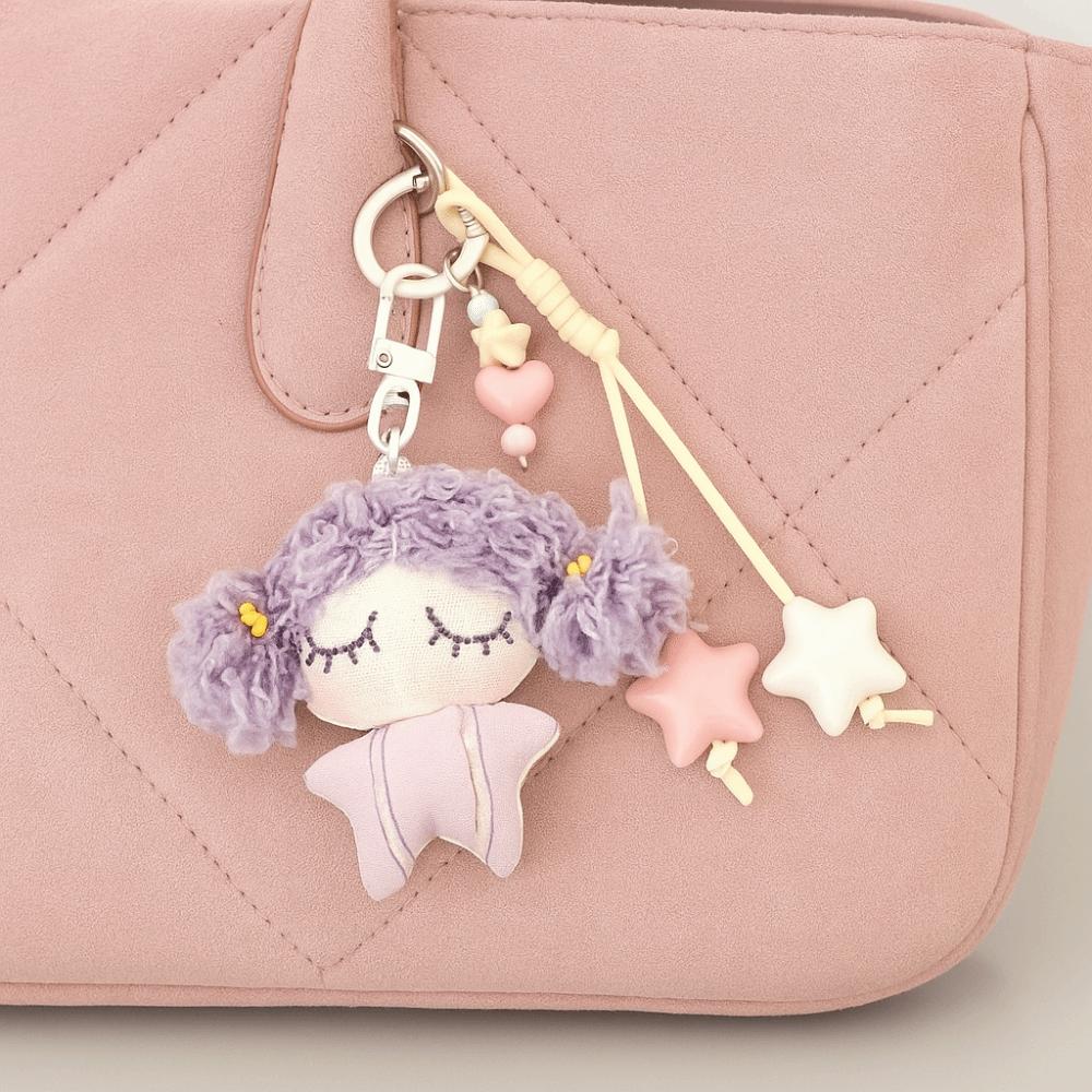 Stuffed Little Girl Keychain Plush Ball Bag Charm Cute Cartoon Bag Pendant  Bag Pendant