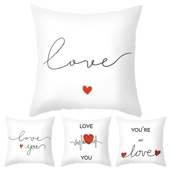 Husă de pernă excelentă pentru canapea Ziua Îndrăgostiților, decorativă, pătrată, cu imprimare cu litere de inimă de dragoste, pernă de pernă