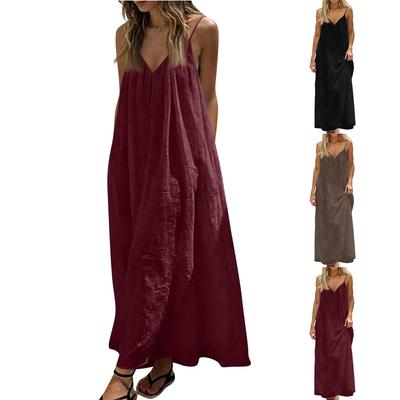 Women's Backless Strapless Dresses, Backless Loungewear Dress, Sleeveless, House Dress, Long Dress With Back Bow