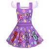 82956 Vestito da bambina a rete senza maniche con stampa 67 e volant