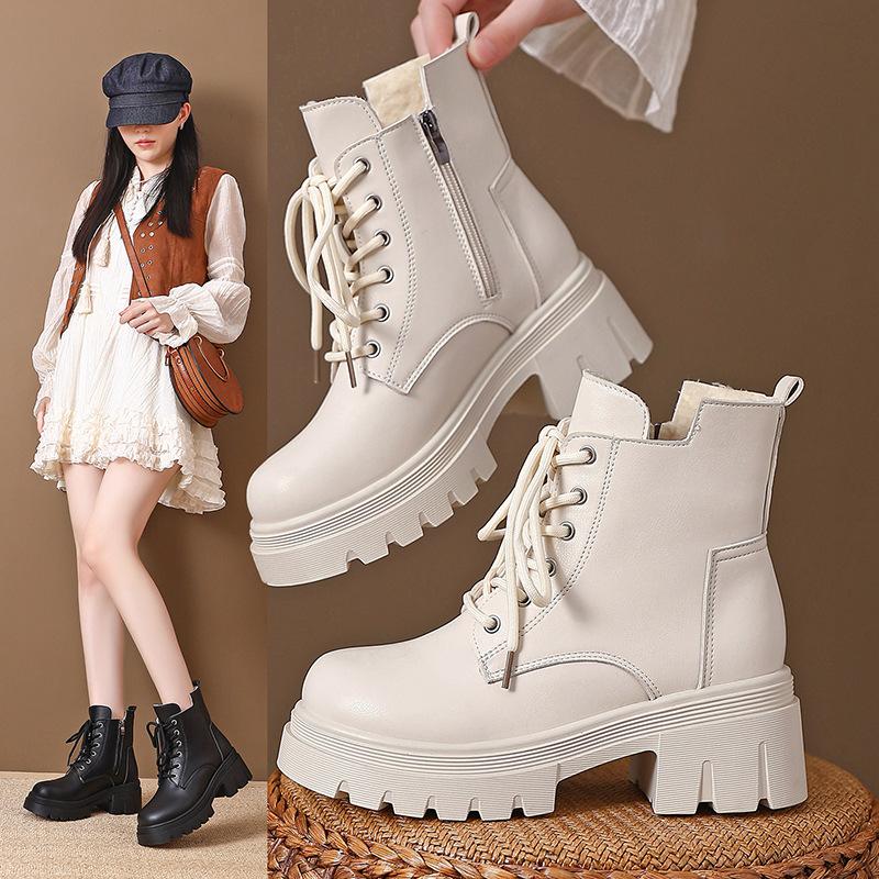British Martin boots women's autumn and winter new casual fashion locomotive short boots women's thick-soled lace-up leather boots women