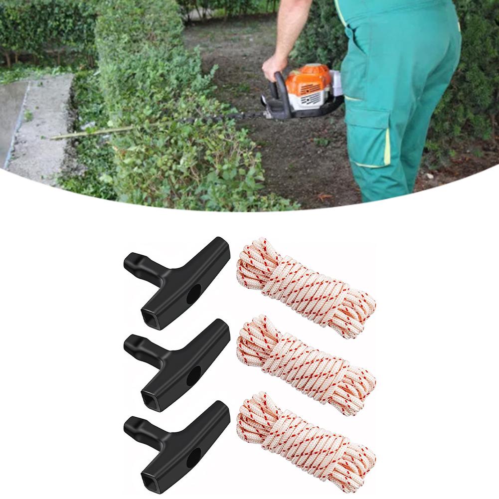 Starter Rope Set 3pcs with Handle for Recoil Pull Cord Chainsaw For garden Engines Lawn Mower Leaf Blower Replacement