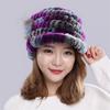 Autumn and Winter Rex Rabbit Fur Duckbill Hat with Rose Side Flower Women's Fox Fur Hat Knitted Warm Thick Fashion Hat with Brim